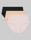 Women's Cool Cotton High Rise Brief (3-Pack)::Black/Maple Sugar/Rosewater