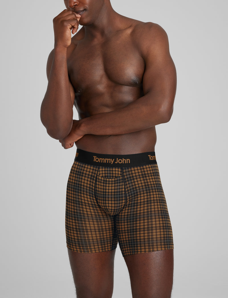 Second Skin Mid-Length Boxer Brief 6"::Nuthatch Flannel