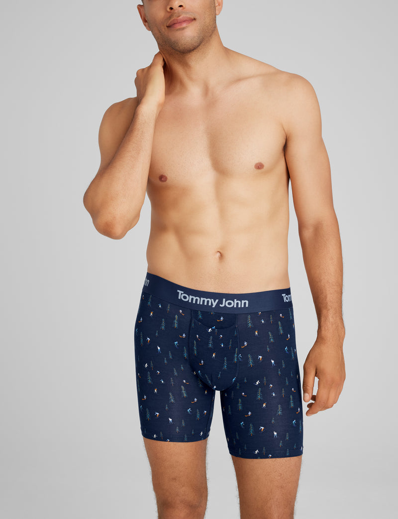 Second Skin Mid-Length Boxer Brief 6"::Dress Blues Ski Mountain