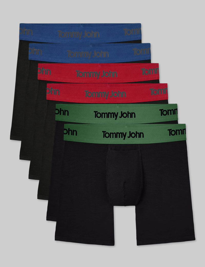 Second Skin Mid-Length Boxer Brief 6" (6-Pack)::Blue Quartz/Haute Red/Greener Pastures
