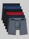 Second Skin Mid-Length Boxer Brief 6" (6-Pack)::Blue/Quartz WB/Black/Red WB/Blue/Vintage Stars