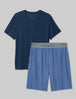 Second Skin Sleep Pocket Tee & Short Set::Dress Blues/Ebb and Flow