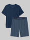 Second Skin Sleep Pocket Tee & Short Set::Dress Blues/Geo