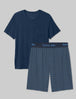 Second Skin Sleep Pocket Tee & Short Set::Dress Blues/Geo
