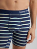 Cool Cotton Mid-Length Boxer Brief 6"::Dress Blues Seaside Stripe