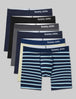 Cool Cotton Mid-Length Boxer Brief 6" (6-Pack)::Navy/Black/Grey/Navy/Beach Balls/Seaside Stripe