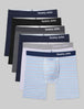 Cool Cotton Mid-Length Boxer Brief 6" (6-Pack)::Navy/Black/Grey/Navy/Purple/Multi Stripe