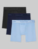 Second Skin Luxe Rib Mid-Length Boxer Brief 6" (3-Pack)::Black/Blue/Della Robbia