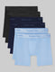 Second Skin Luxe Rib Mid-Length Boxer Brief 6" (6-Pack)::Black/Blue/Della Robbia