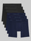 Second Skin Luxe Rib Mid-Length Boxer Brief 6" (6-Pack)::Black/Dress Blues