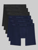 Second Skin Luxe Rib Mid-Length Boxer Brief 6" (6-Pack)::Black/Dress Blues