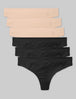 Women's Cool Cotton Thong (6-Pack)::Maple Sugar/Black