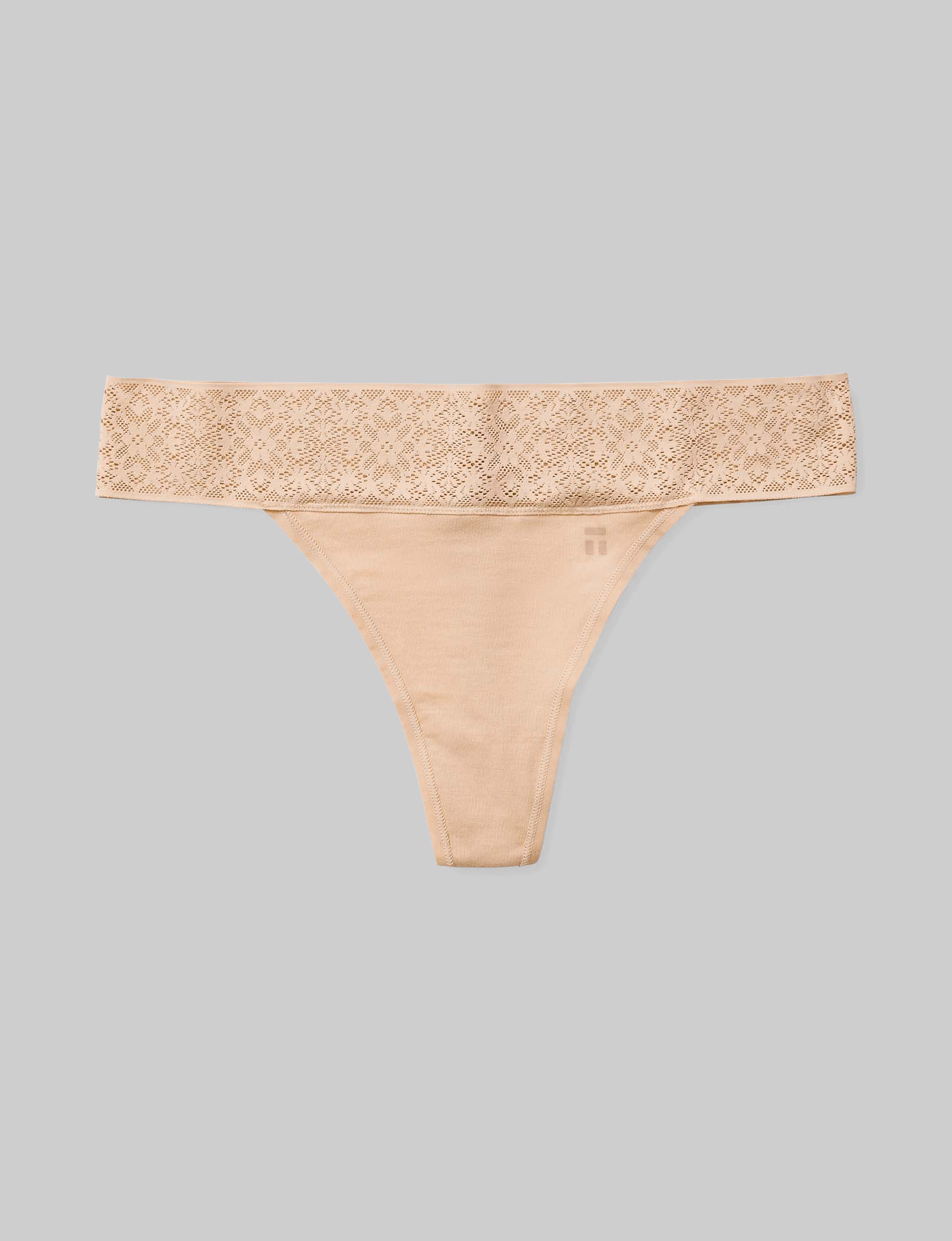 Women's Cool Cotton Thong, Lace Waist