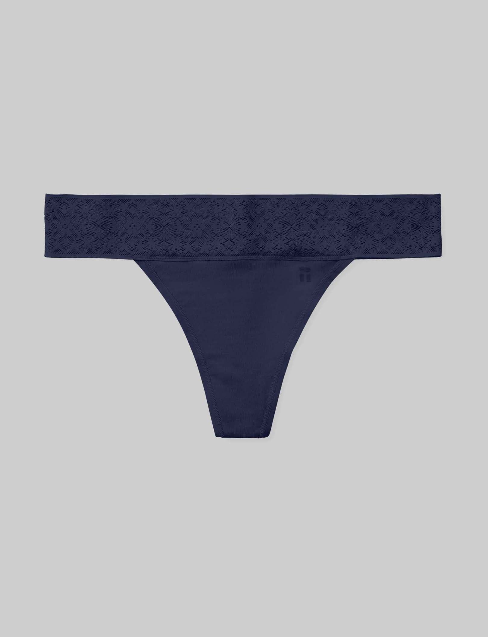Women's Cool Cotton Thong, Lace Waist