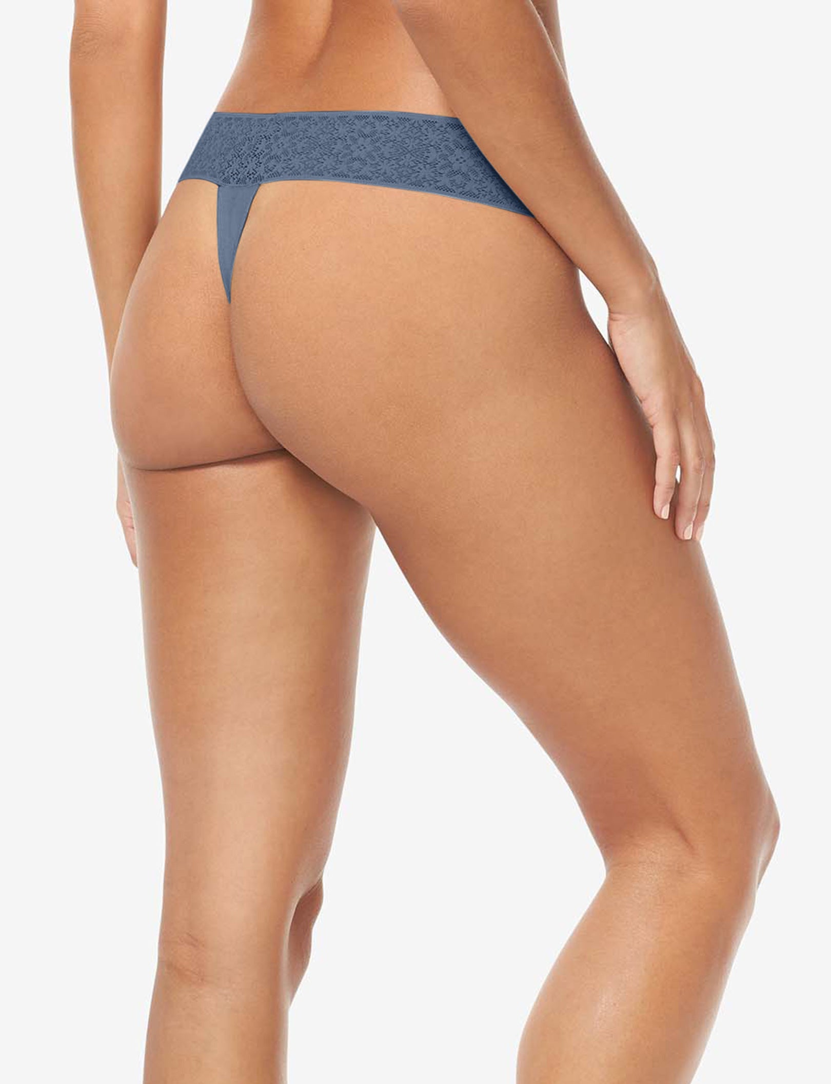 Women's Cool Cotton Thong, Lace Waist