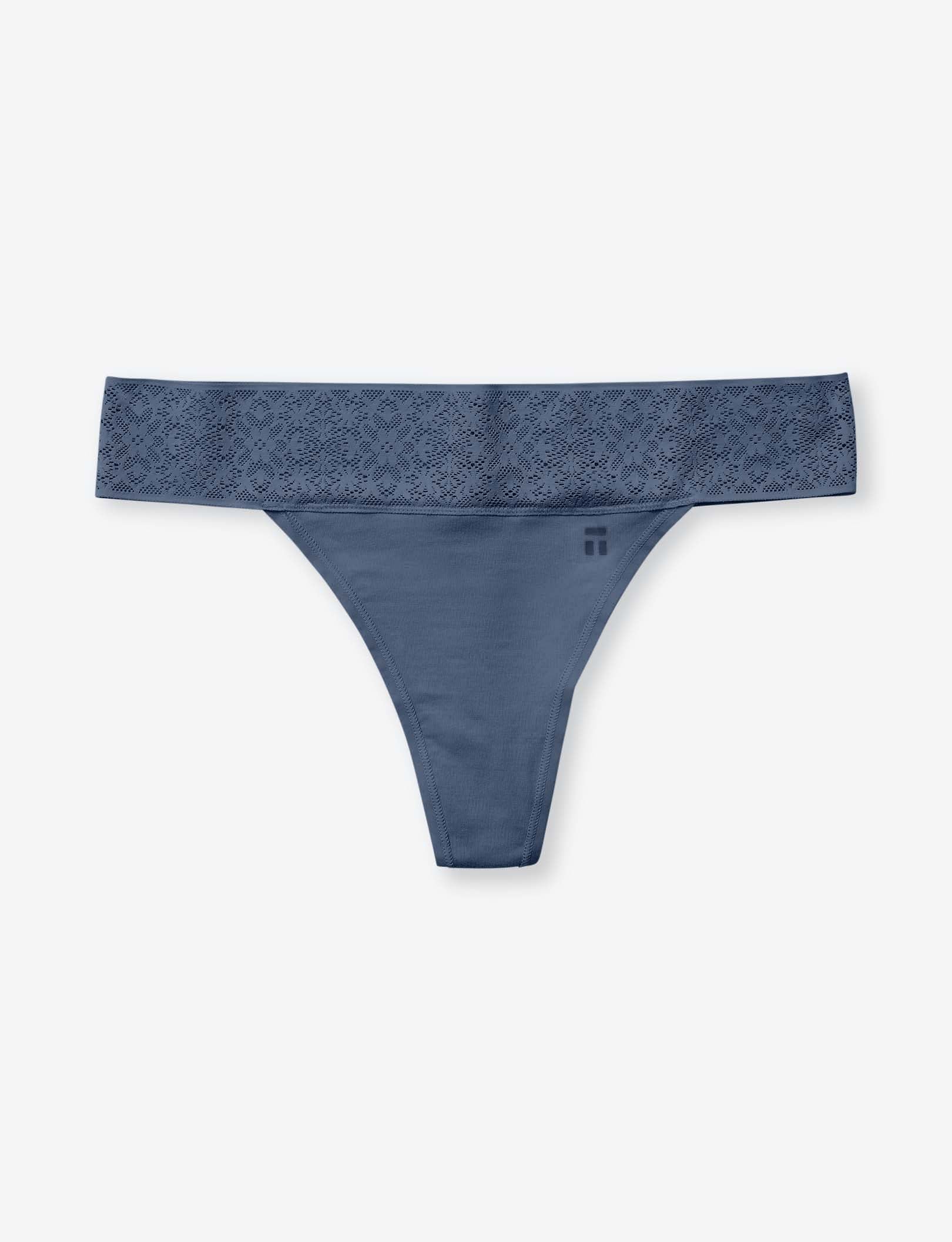 Women's Cool Cotton Thong, Lace Waist