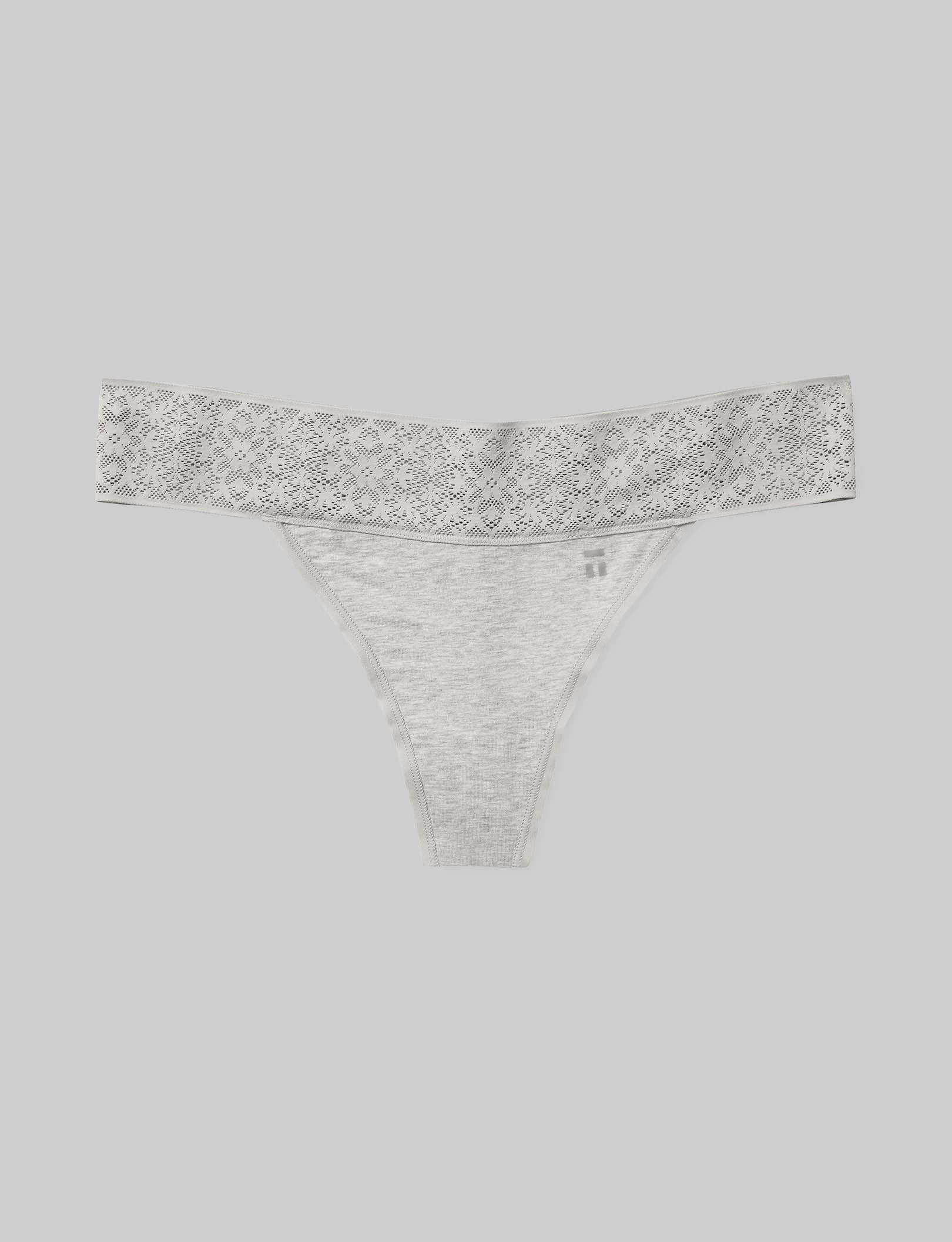 Women's Cool Cotton Thong, Lace Waist