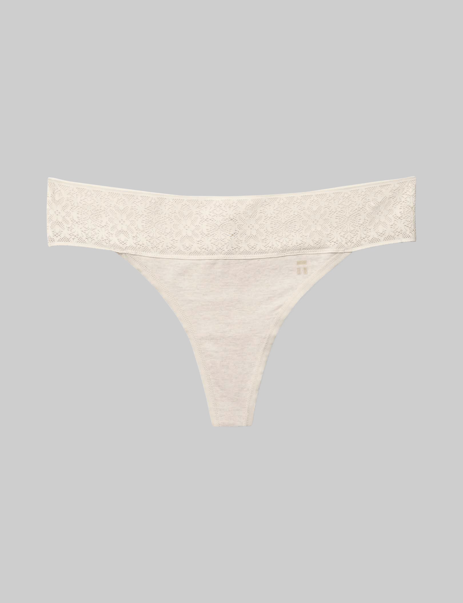 Women's Cool Cotton Thong, Lace Waist