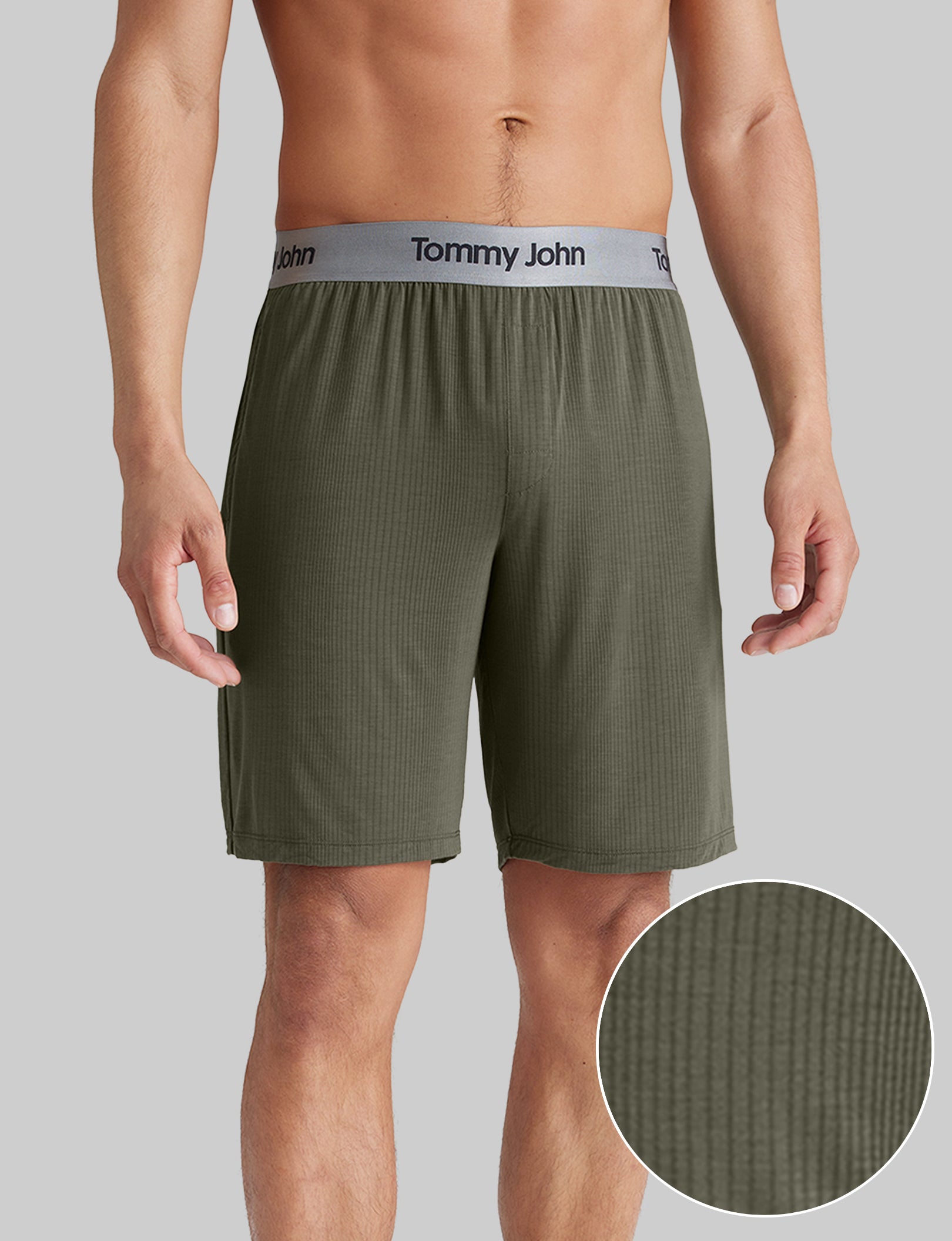 Tommy John Men s Second Skin Luxe Rib Sleep Short in Grape Leaf Luxe Size XXL