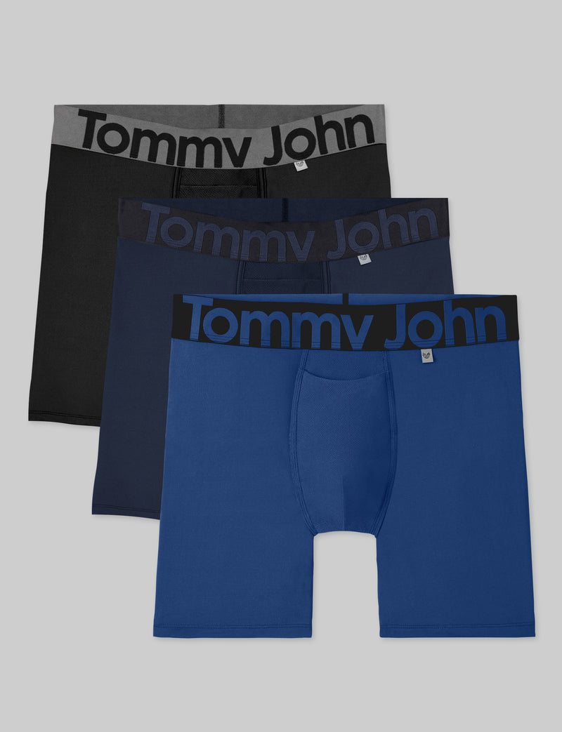 360 Sport Mid-Length Boxer Brief 6" (3-Pack)::Black/Dress Blues/Blue Quartz