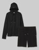 French Terry Hoodie & Short Set::Black