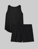 Women's Second Skin Sleep Pocket Tank & Short Set::Black