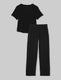 Women's Second Skin Sleep Tee & Pant Set::Black
