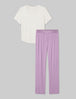 Women's Second Skin Sleep Pocket Tee & Pant Set::Coconut Milk/Lavender Herb