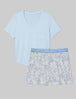 Women's Second Skin Sleep Pocket Tee & Short Set::Ice Water/Scattered Floral