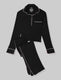 Women's Downtime Long Sleeve Pajama Top & Pant Set::Black::Swatch