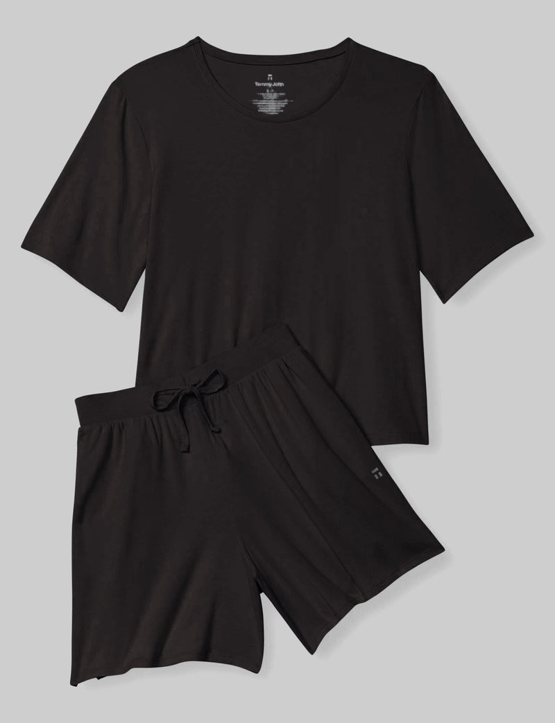Women’s Power Nap Tee & Short Set::Black::Swatch