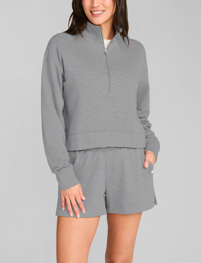 Women's French Terry Half-Zip Sweatshirt::Light Heather Grey