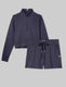 Women's French Terry Half-Zip & Short Set::Night Sky