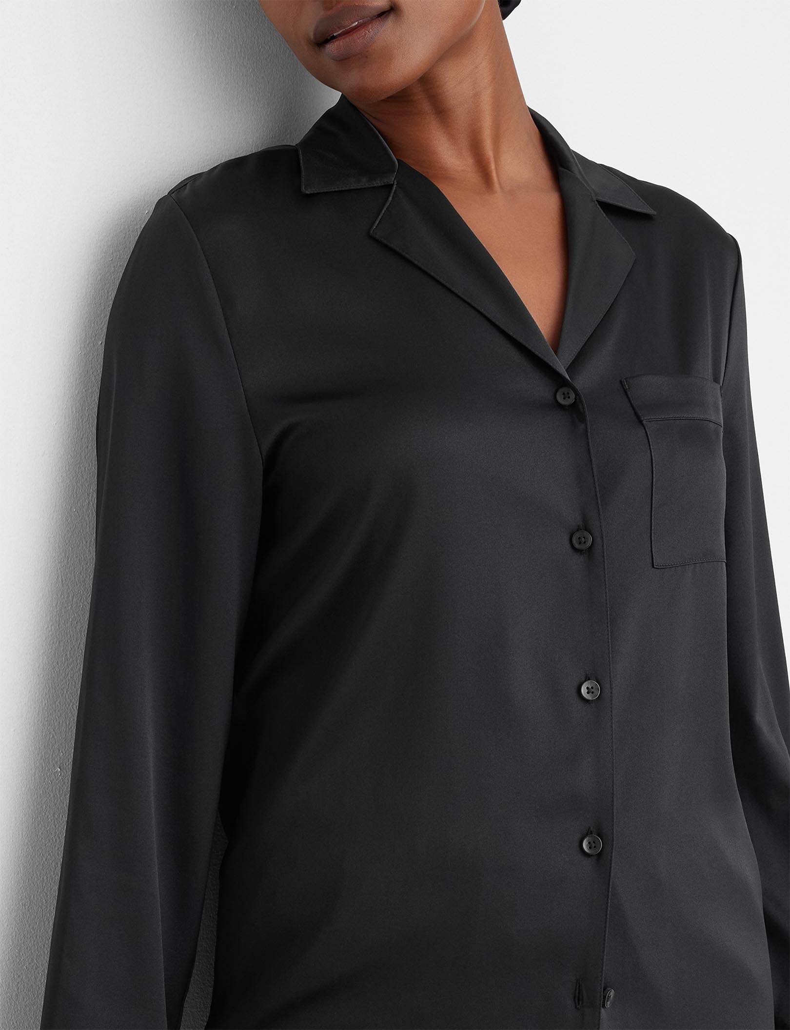 Women's Silk Long Sleeve Pajama Top & Pant Set