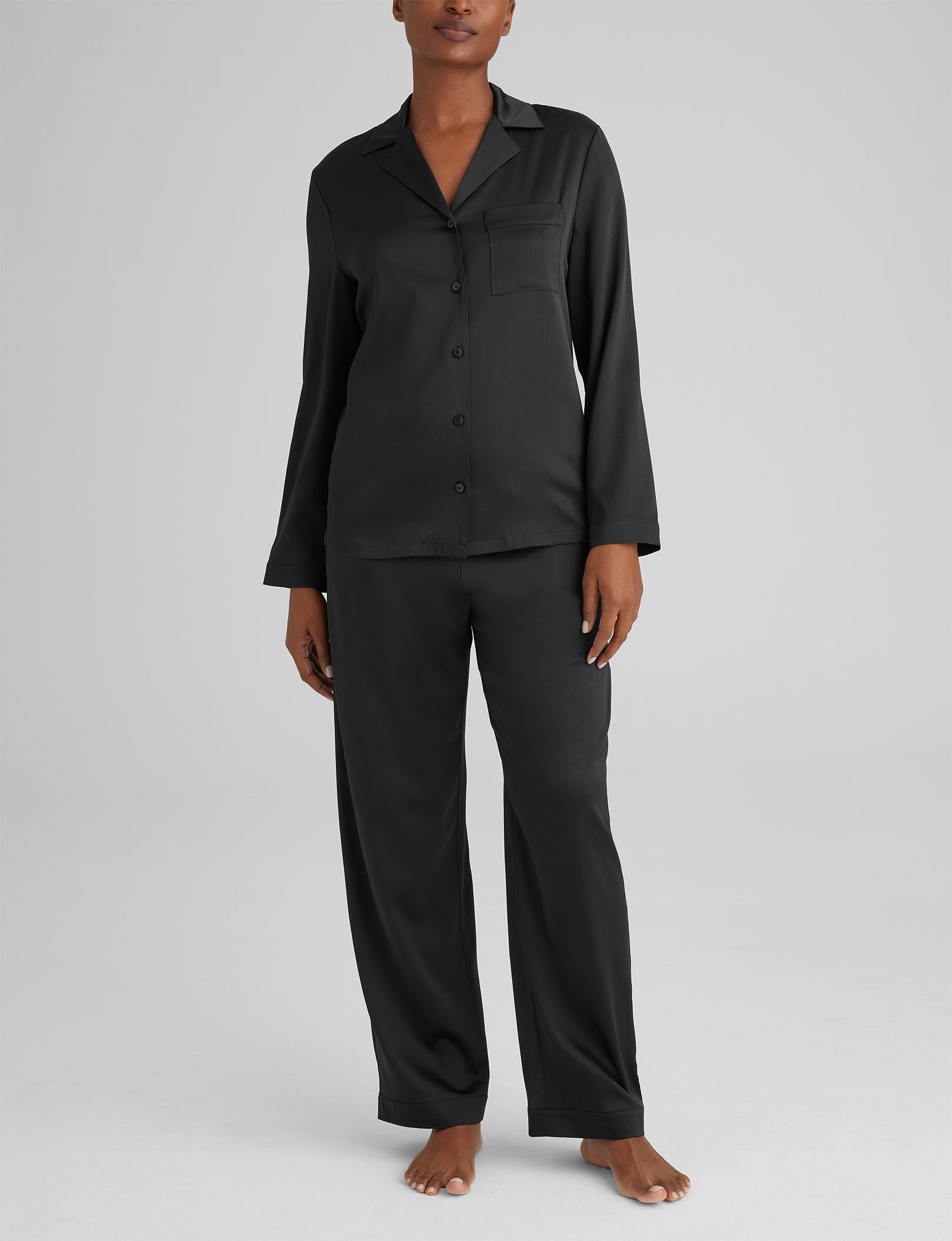 Women's Silk Long Sleeve Pajama Top & Pant Set