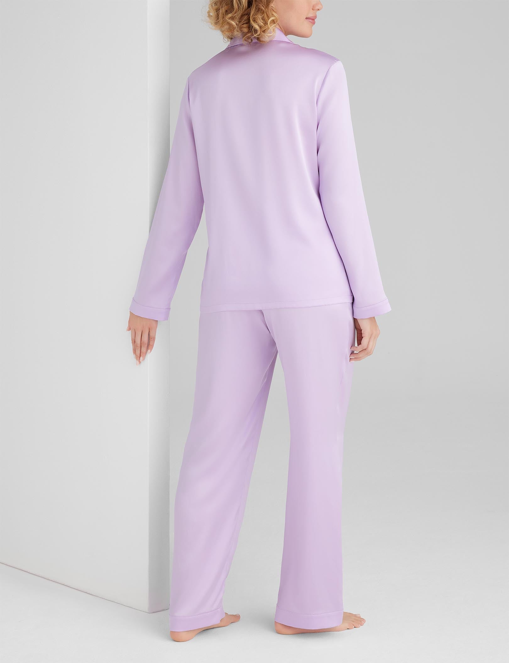 Women's Silk Long Sleeve Pajama Top & Pant Set
