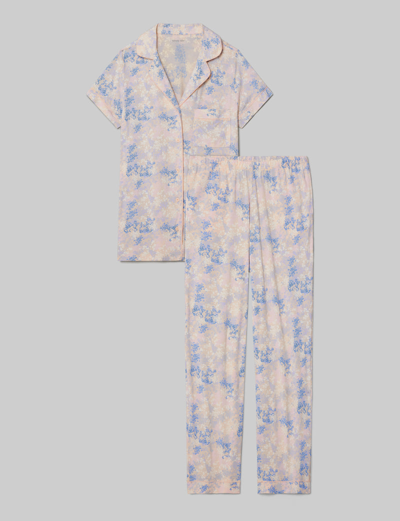 Women's Downtime Pajama Top & Pant Set::Blush Scattered Floral