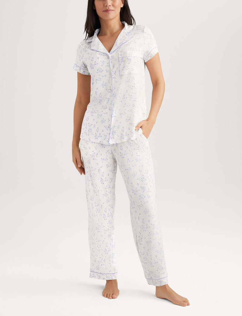 Women's Downtime Pajama Top & Pant Set::Coconut Milk Bitsy Rose