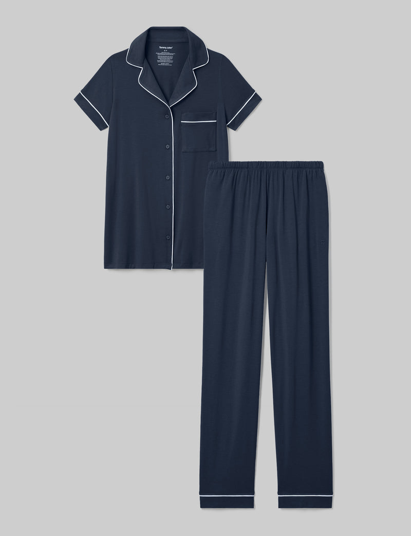 Women's Downtime Pajama Top & Pant Set::Dress Blues::Swatch