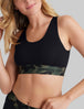 Cool Cotton Scoop Bralette::Black/Olive Camo WB