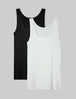 Women's Micro Rib Fitted Tank (2-Pack)::Black/Coconut Milk