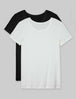 Women's Micro Rib Cap Sleeve Tee (2-Pack)::Black/Coconut Milk