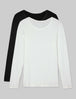 Women's Micro Rib Long Sleeve Tee (2-Pack)::Black/Coconut Milk
