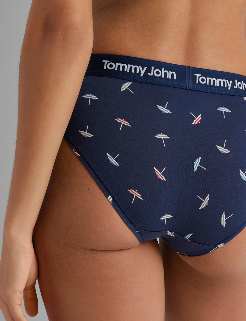 Women's Second Skin Brief::Dress Blues Floating Umbrellas