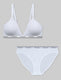 Signature Comfort Lace Triangle Bralette & Bikini Set::White Lace