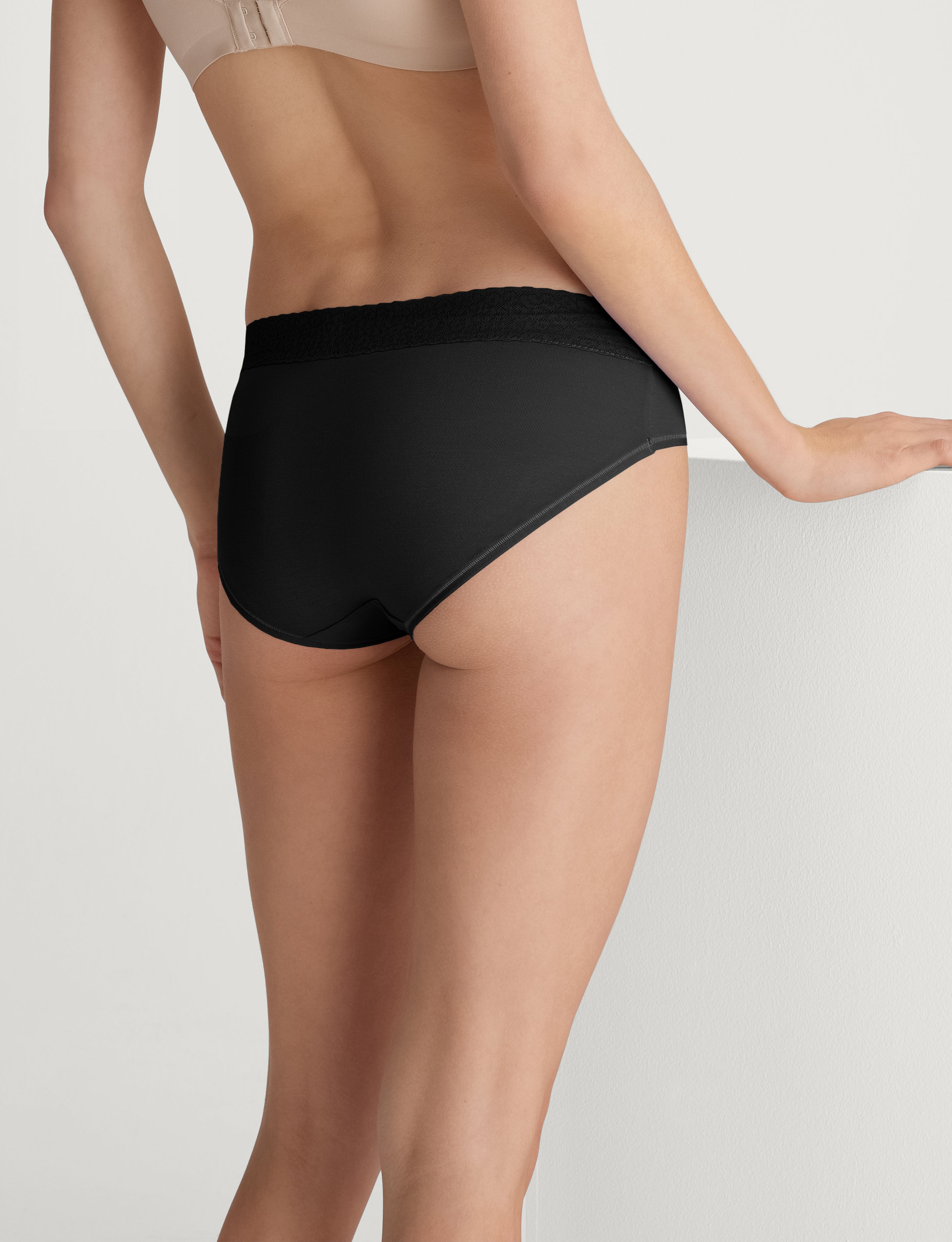 Women's Second Skin Brief, Lace Waist (3-Pack)