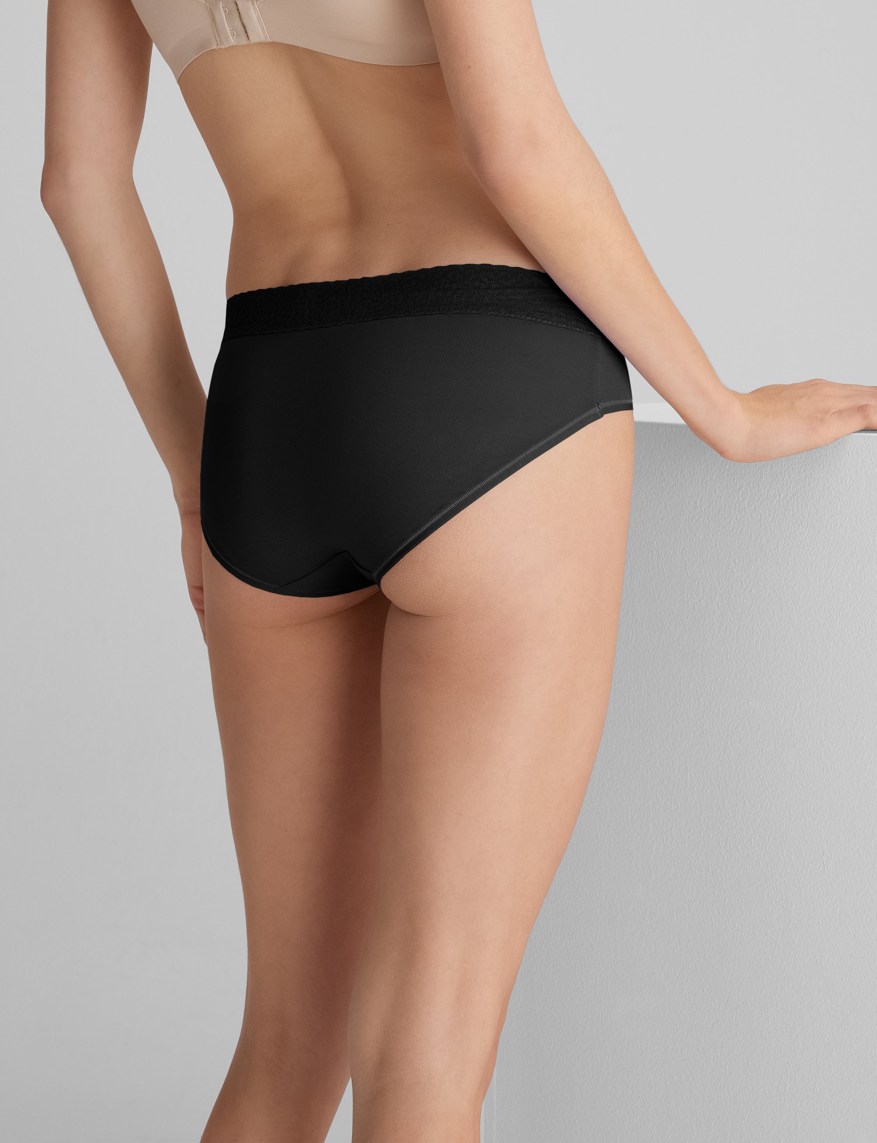 Women's Second Skin Brief, Lace Waist (3-Pack)