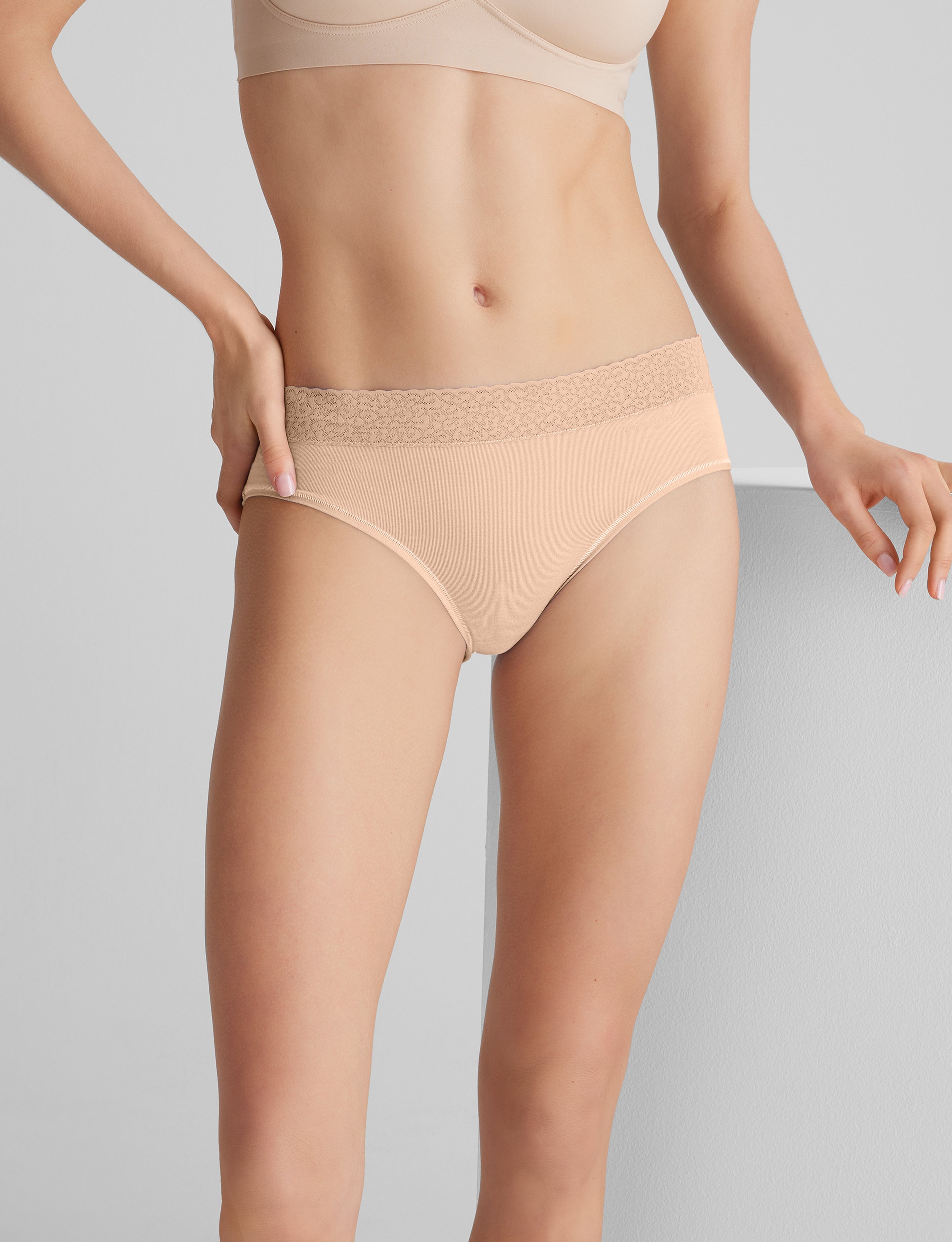 Women's Second Skin Brief, Lace Waist (3-Pack)