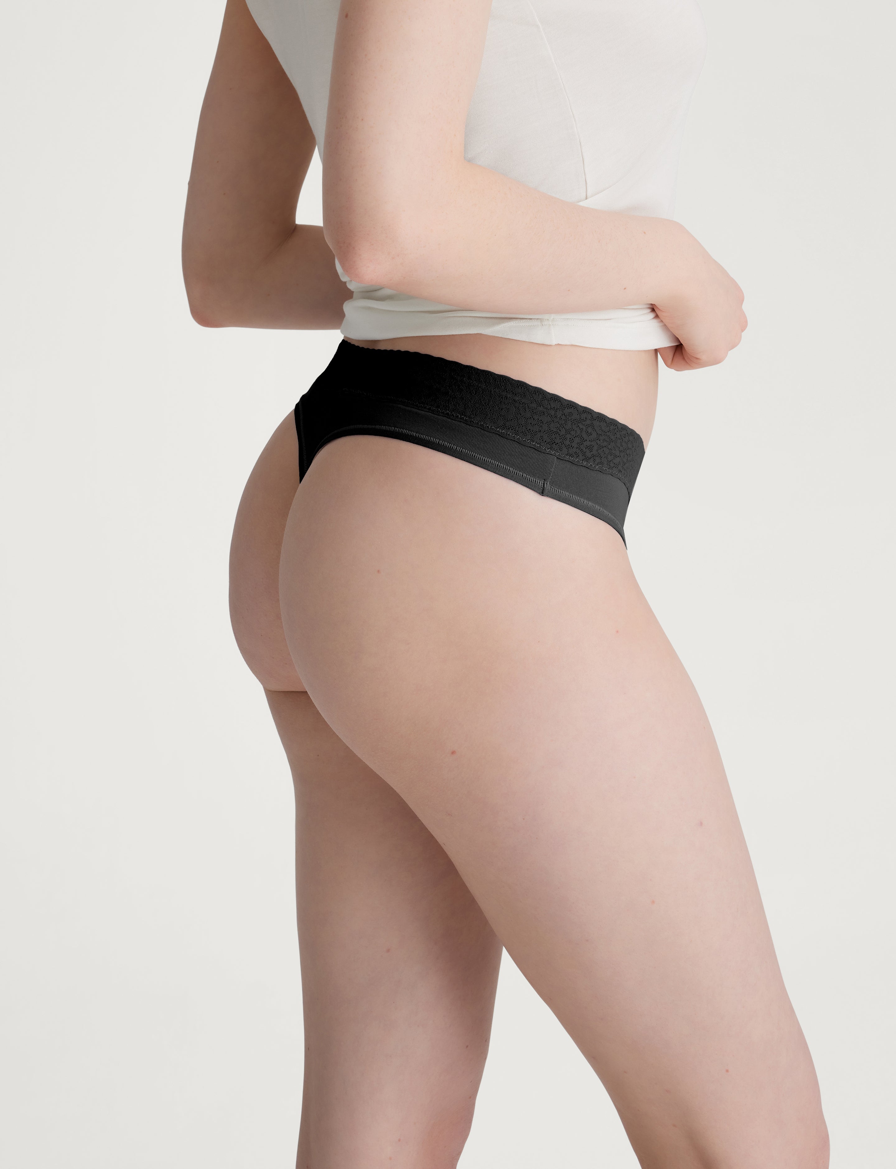 Women's Second Skin Thong, Lace Waist