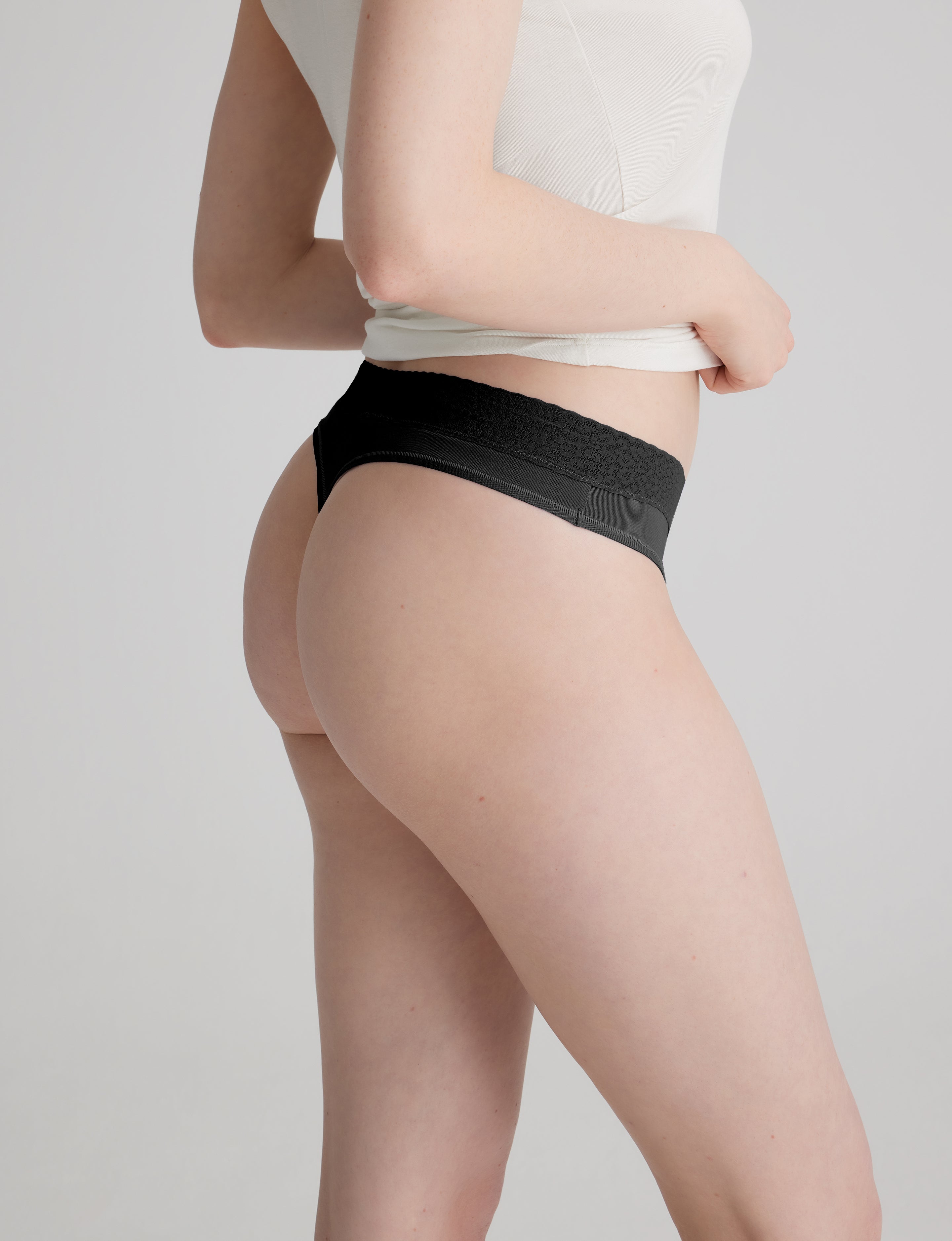 Women's Second Skin Thong, Lace Waist (3-Pack)